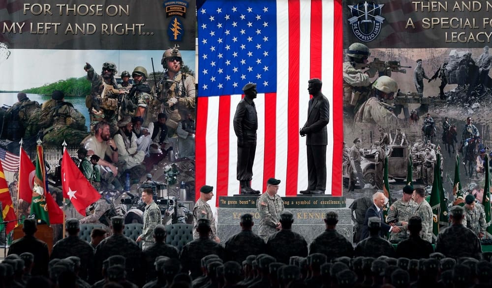 Military ceremony honoring special forces soldiers.