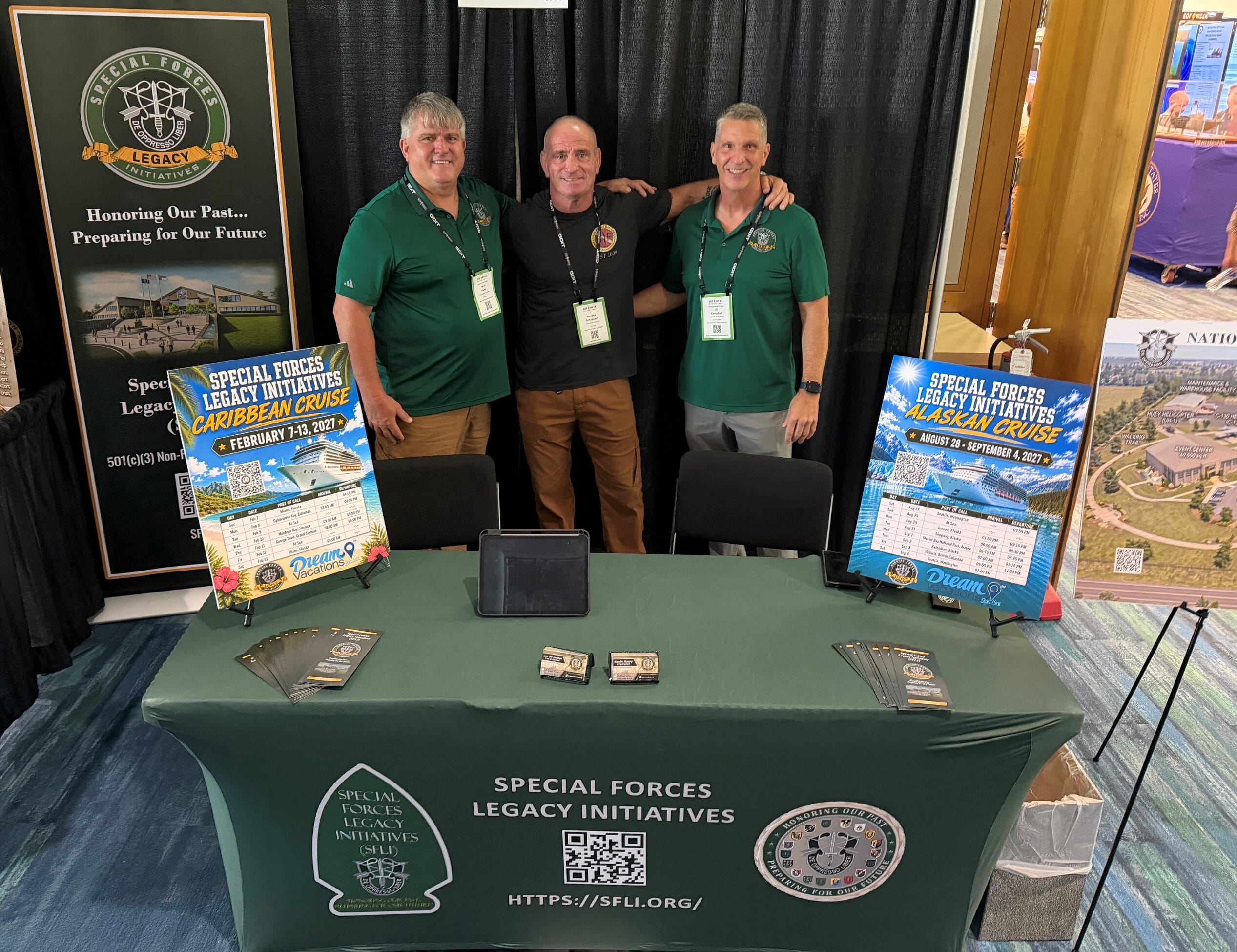 Three men at Special Forces Legacy booth