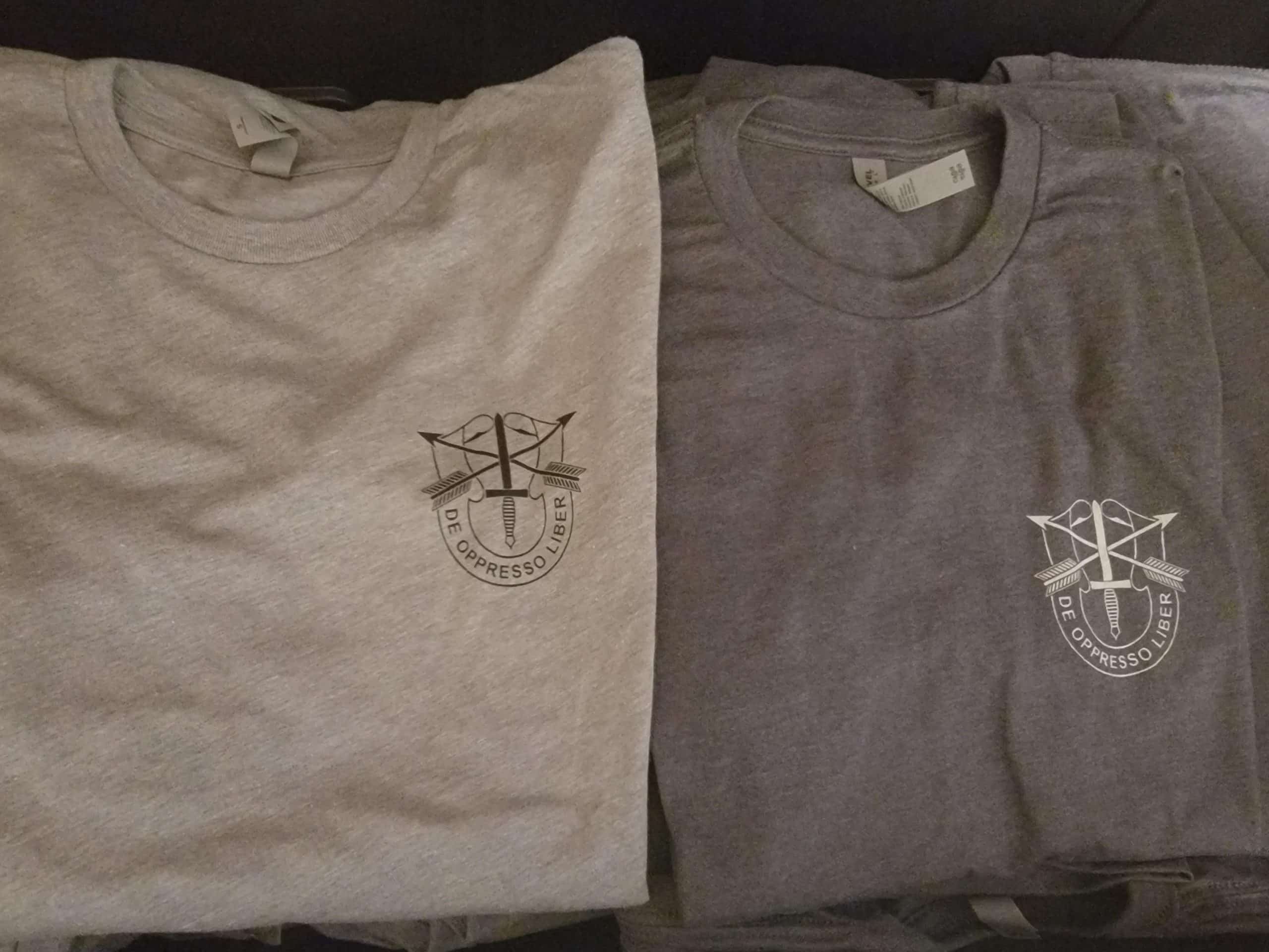 SF Crest (White or Black Print) Left Chest on Grey T-Shirt
