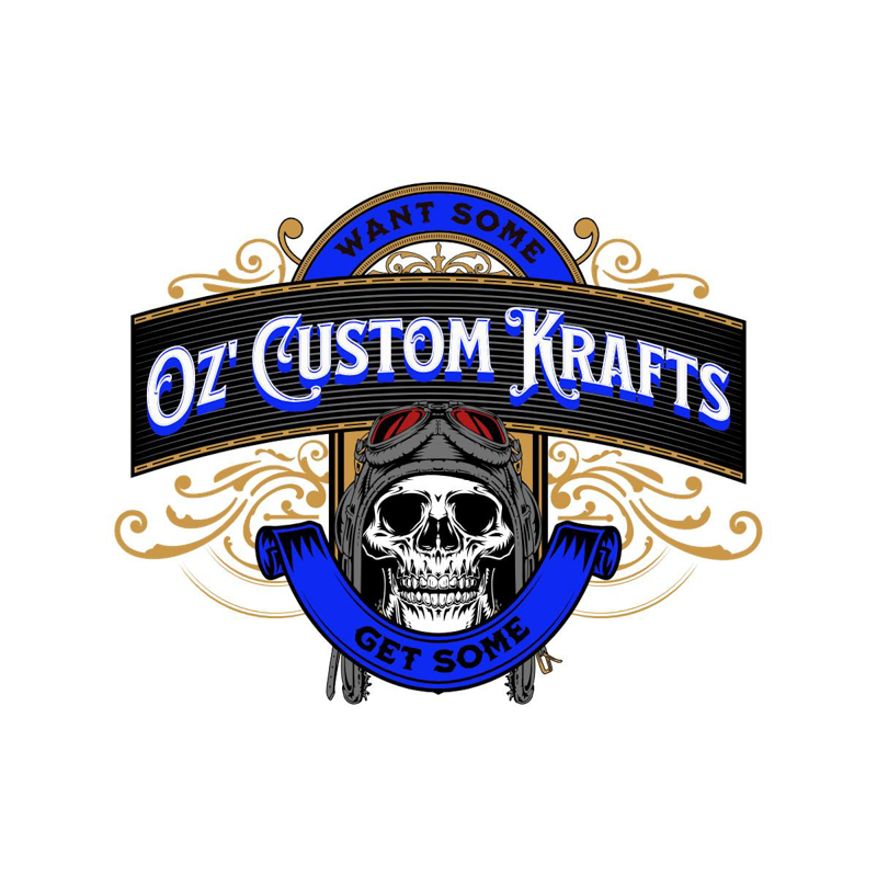 Skull with aviator helmet Oz Custom Krafts logo