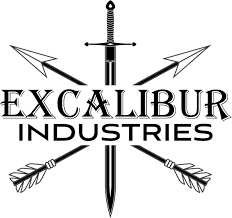 Excalibur Industries logo with sword and arrows