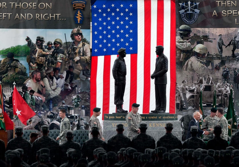 Military ceremony honoring special forces soldiers.