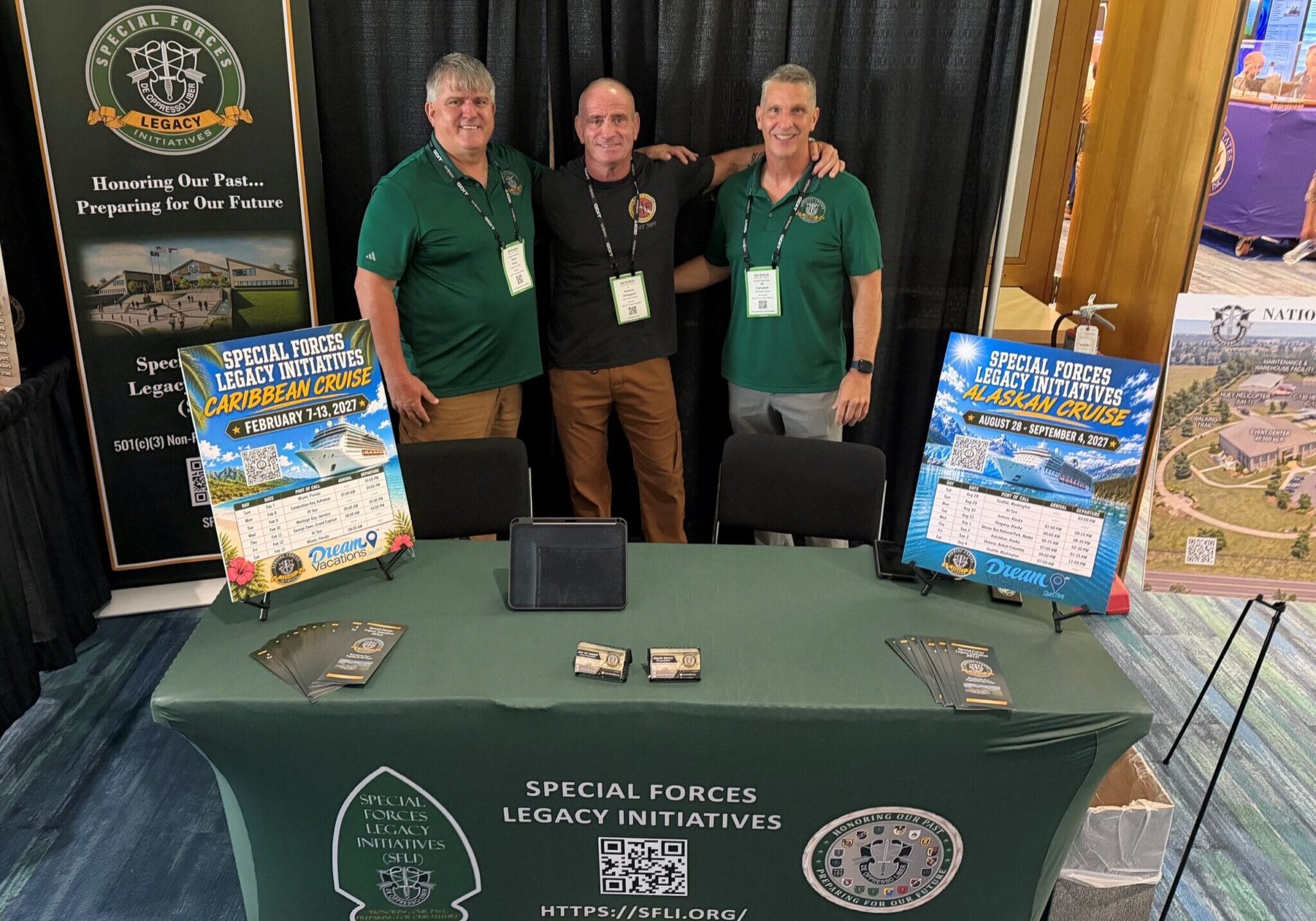 Three men at Special Forces Legacy booth